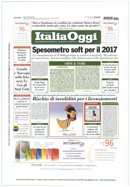 Italia oggi : quotidiano di economia finanza e politica